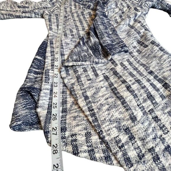 Cupio Women's Open Front Cardigan Waterfall Patchwork Navy and White Medium - Picture 9 of 11